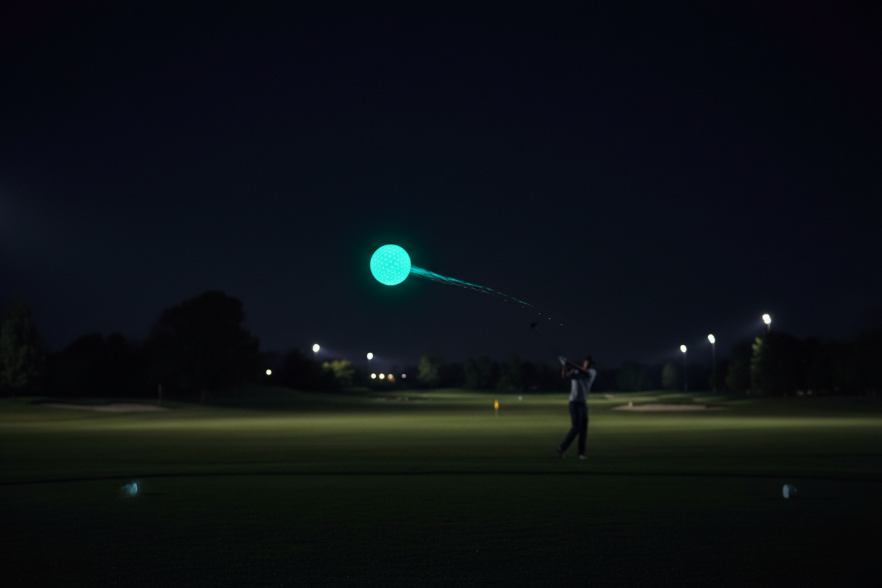 LED Golf Ball at Midnight Driving Range